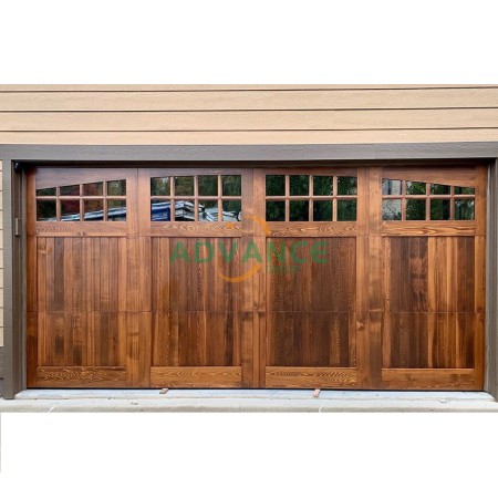 Solid Wood Sectional Overhead Garage Door, Custom Natural Timber Garage Door for Luxury Villa 3