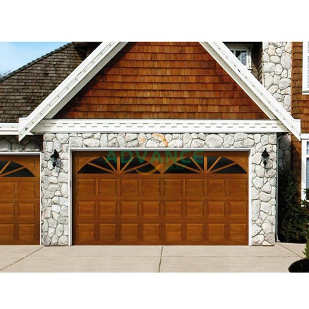 Solid Wood Sectional Overhead Garage Door, Custom Natural Timber Garage Door for Luxury Villa 4